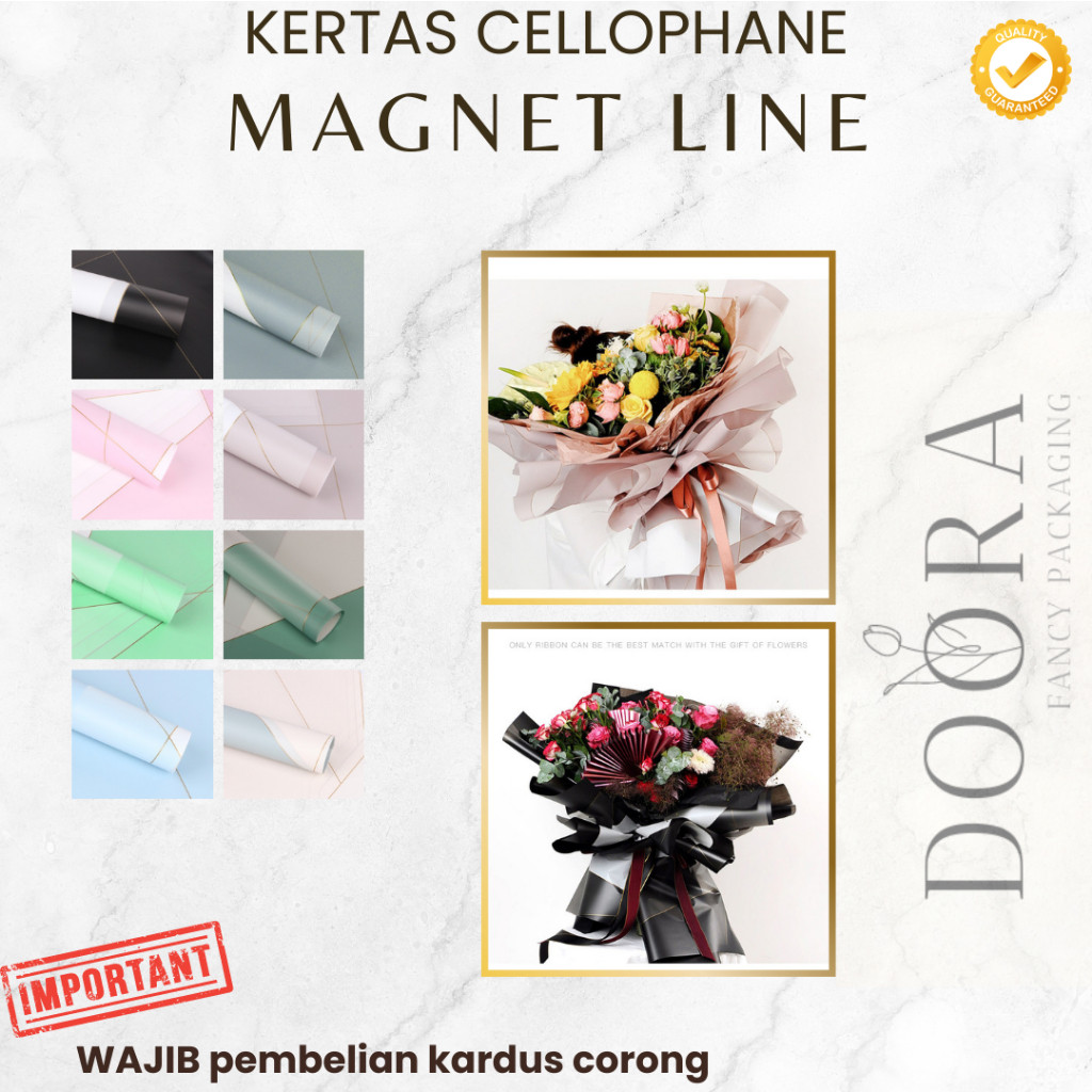 

Kertas Buket Bunga Magnetic Gold Line [20lembar]