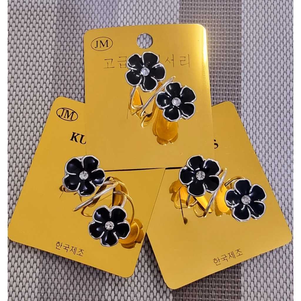 Ring Hijab Motif Bunga Melati Hitam - Ring Kerudung Motif Bunga Melati Hitam - Ring Jilbab Motif Bun