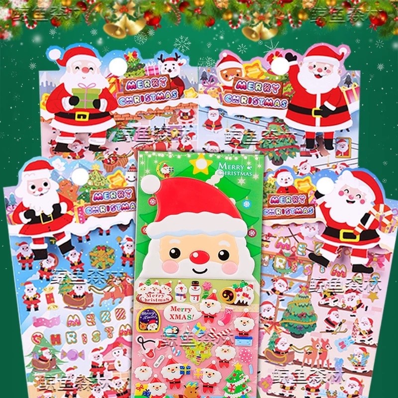

Sticker Natal Christmas 3D Foam Stiker santa snowman kartu ucapan craft diy journal