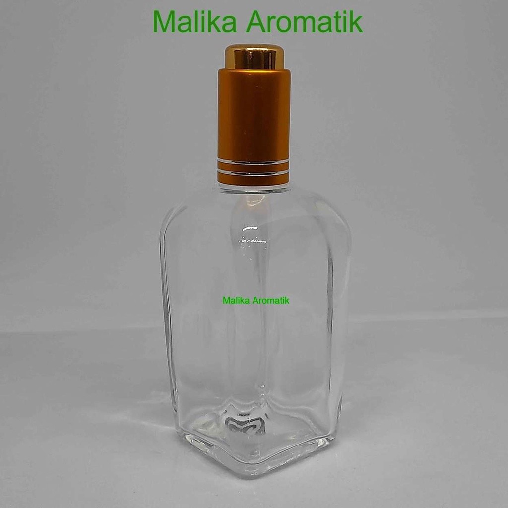 Botol 100 ml Square Clear Pipet Press / Botol Serum / Botol Pipet / Botol Kaca Kosmetik