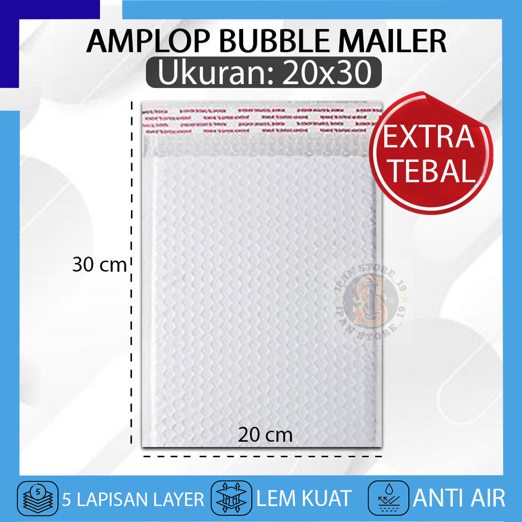 

Kantong Plastik Packing Amplop BUBBLE MAILER 20X30 Bubble Wrap Putih WHITE Bungkus Polymailer Paket Olshop Premium