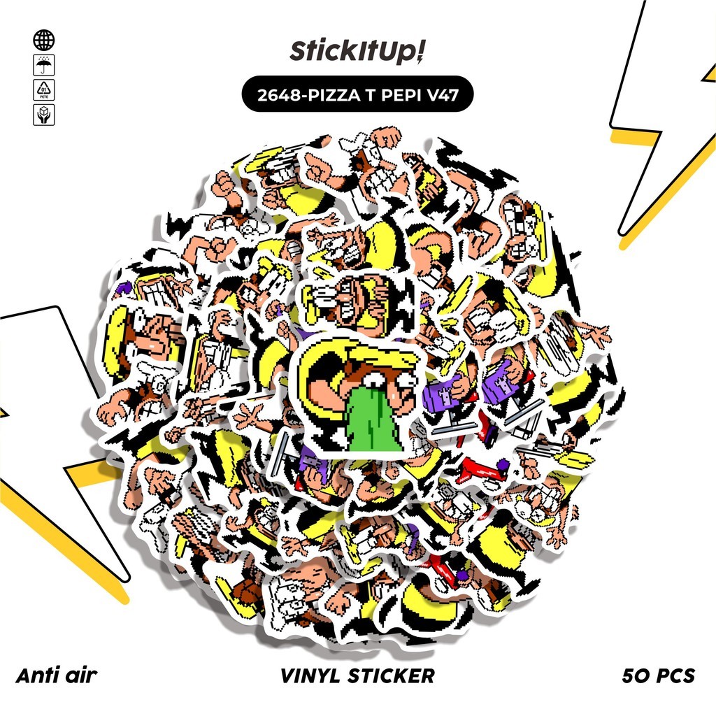 

COD✨ 50 Pcs Stiker PIZZA T PEPI V47 Lucu Anti Air Untuk Dekorasi Notebook Sepeda Skateboard Handphone DIY