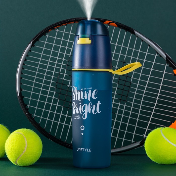 BOTOL AIR MINUM 600 ML SPRAY UPSTYLE SPORT WATER BOTTLE FROSTED - Biru