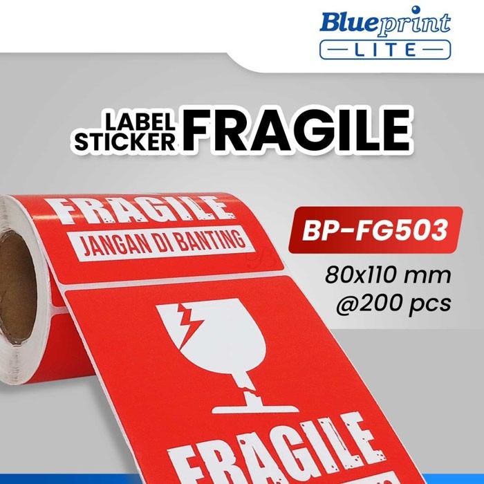 

Blueprint Lite FG503 FG505 Label Sticker Stiker Fragile Jangan Dibanting 80x110 mm Sticker Fragile isi 200 Pcs