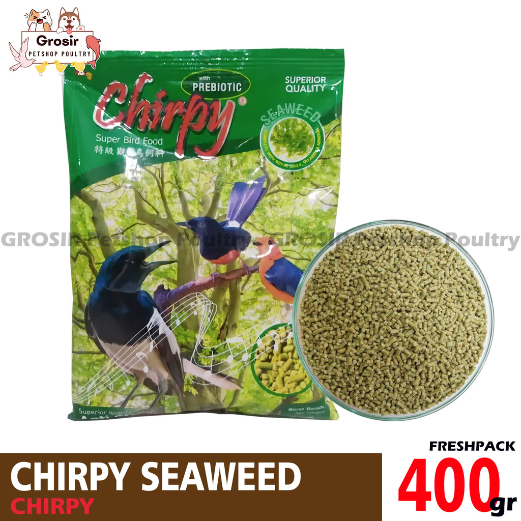 CHIRPY RUMPUT LAUT PAKAN BURUNG VOER KASAR HIJAU SEAWEED 400 GRAM