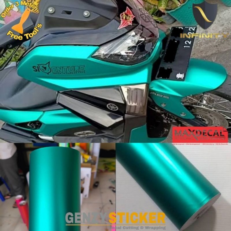 stiker skotlet hijau toska dop sticker tosca satin scotlet doff kualitas premium