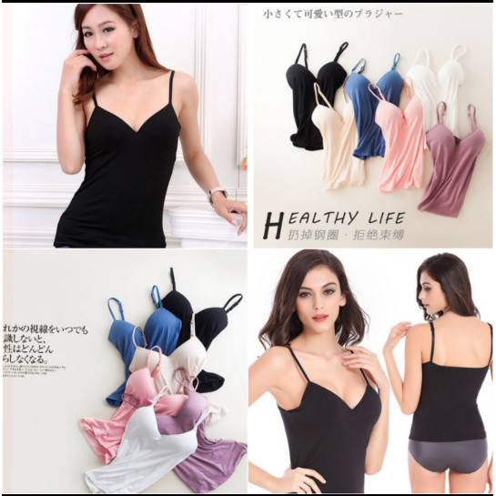 [Premium] Korean Tanktop Bra Camisole Kamisol Bra Busa Dalaman Sexy Baju Atasan