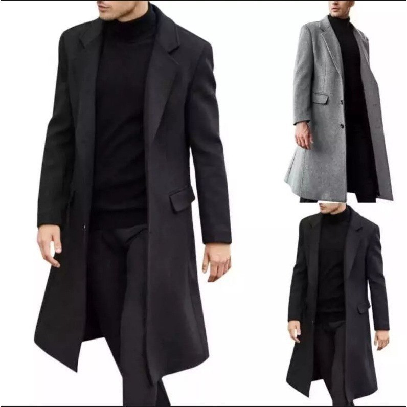 Jaket Jubah pria long coat Panjang Musim Dingin Jaket Pria Korea