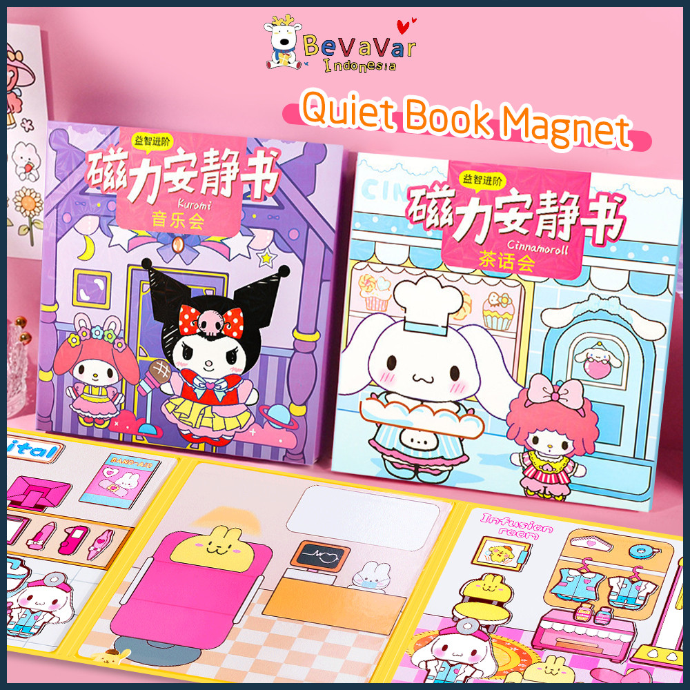 BEVAVAR Buku Stiker Magnet Karakter Sticker Quiet Books Kartun Lucu