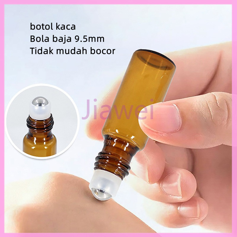 Jiawei Botol roller ball kaca amber/botol roller ball minyak esensial parfum tutup aluminium