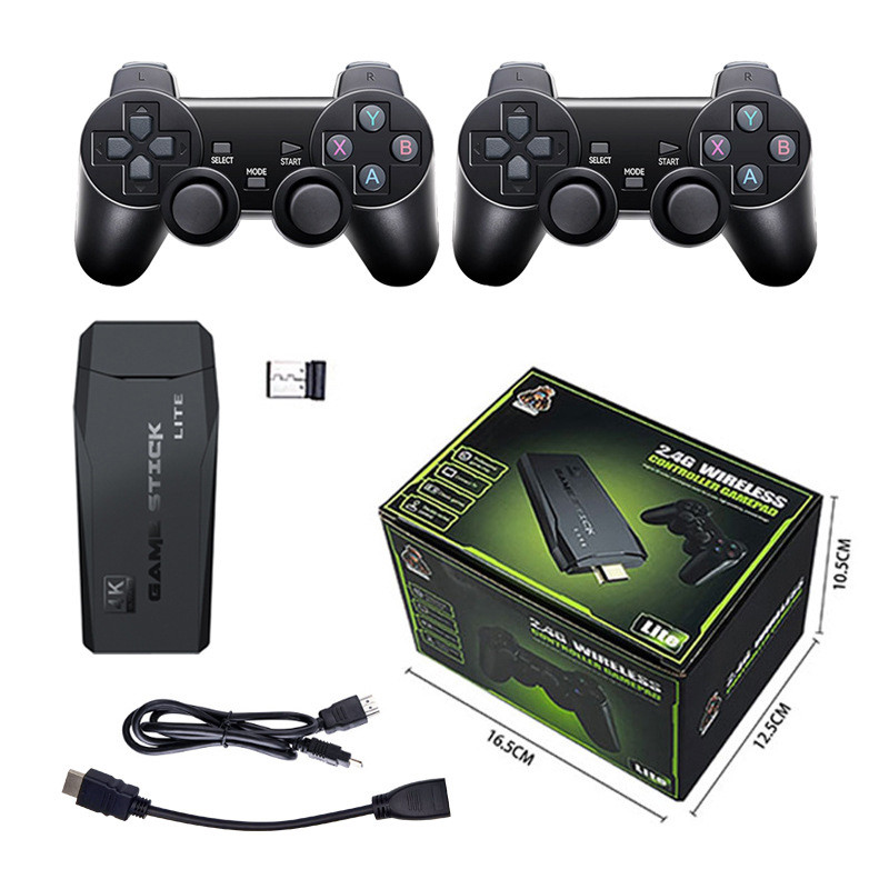 

4K Game Stick Lite Video Game Console 64GB Wireless Controller For 20000 Retro Games Kid Gift Wireless Two-grip PSP Game Console