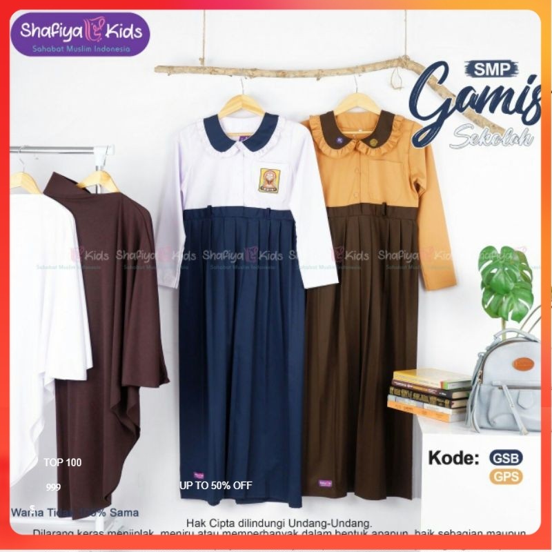 SHAFIYA KIDS Gamis seragam Sekolah SMP Biru putih pramuka Tsanawiyah