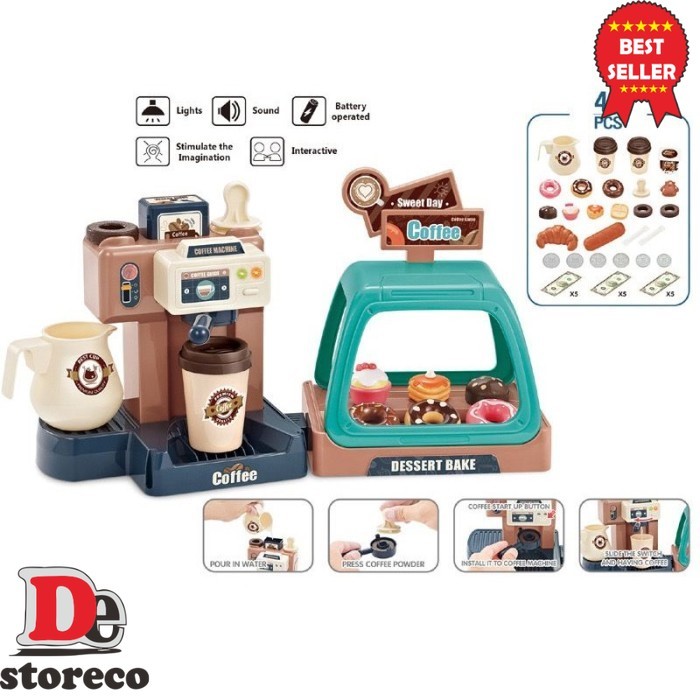 (PDT) Mainan HOME COFFEE MACHINE Coffee Shop Kasir Tempat Dessert Pretend - Tanpa Bubble