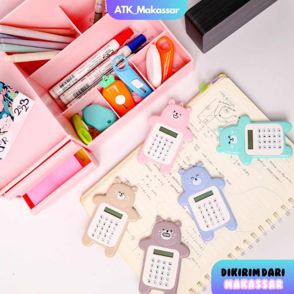 

Kalkulator Beruang Mini Aesthetic Kalkulator Sekolah Lucu Motif Bear 8 Digit Calculator Portable Mini