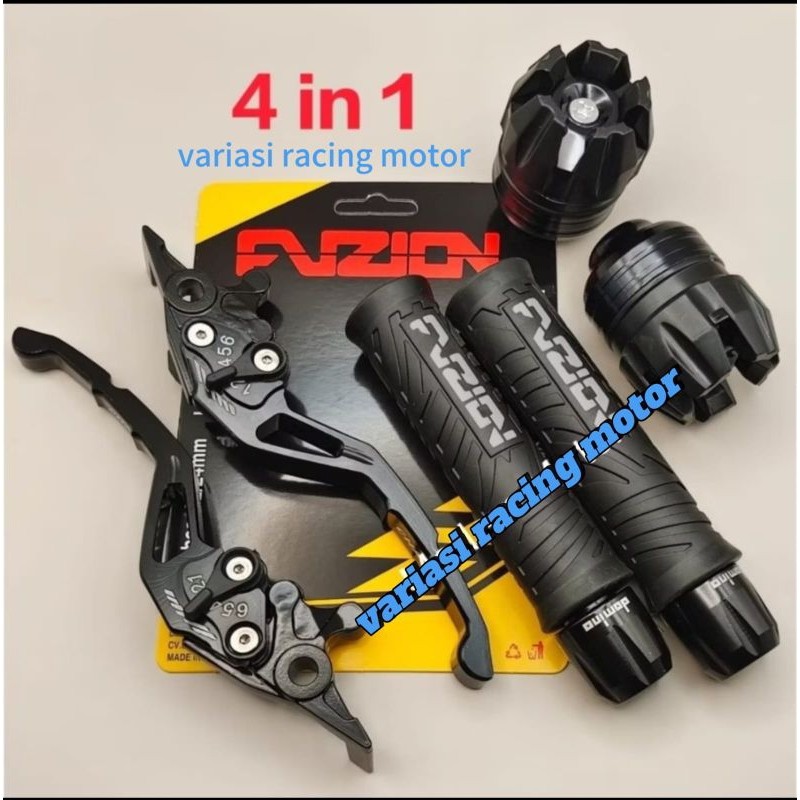 Paket 4in1 Model Hayaidesu THE STORM Handgrip FUZION + Jalu Stang CNC + Jalu As + Handle Rem Setelan