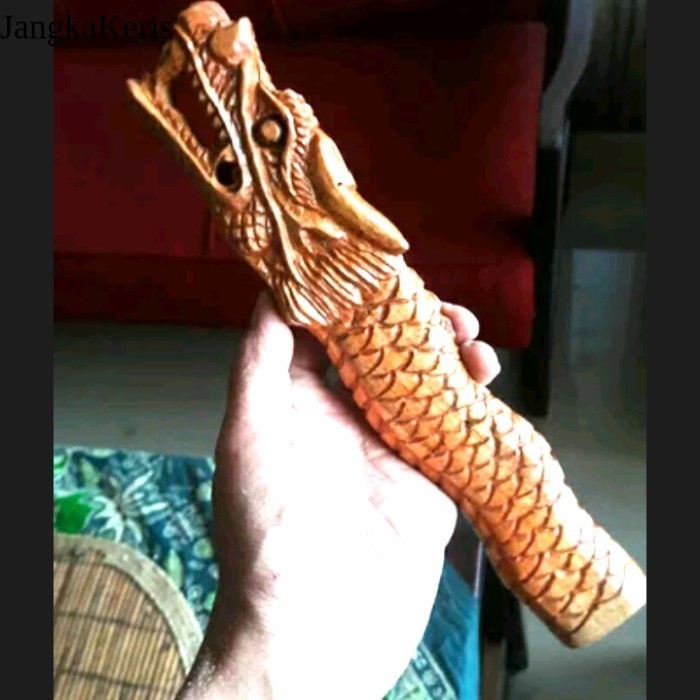 gagang joran pancing mania bahan kayu ukir naga terlaris