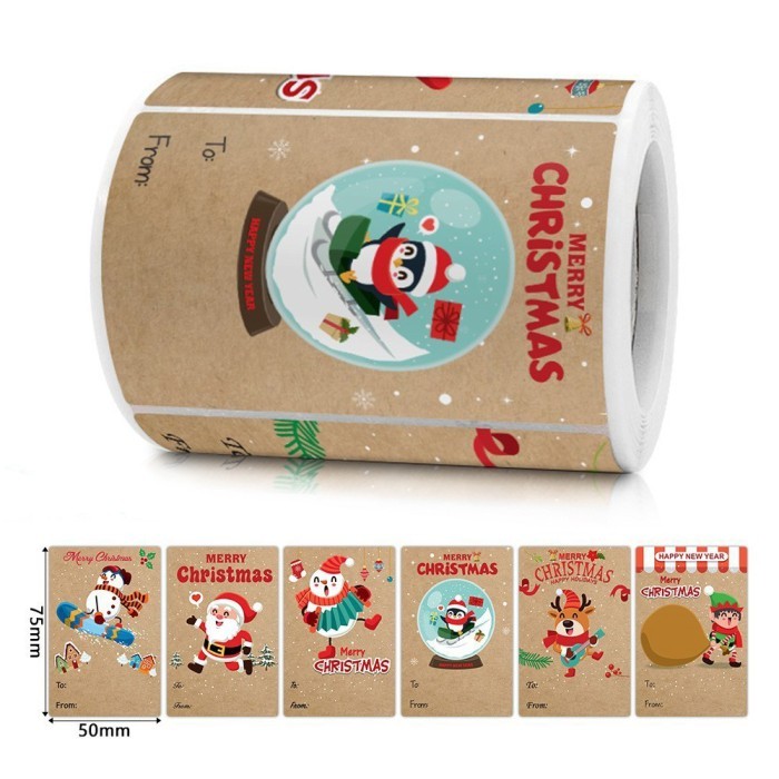 

Label Sticker Xmas Natal Merry Christmas Tag Nama Kraft Coklat 7,5 x 5 cm