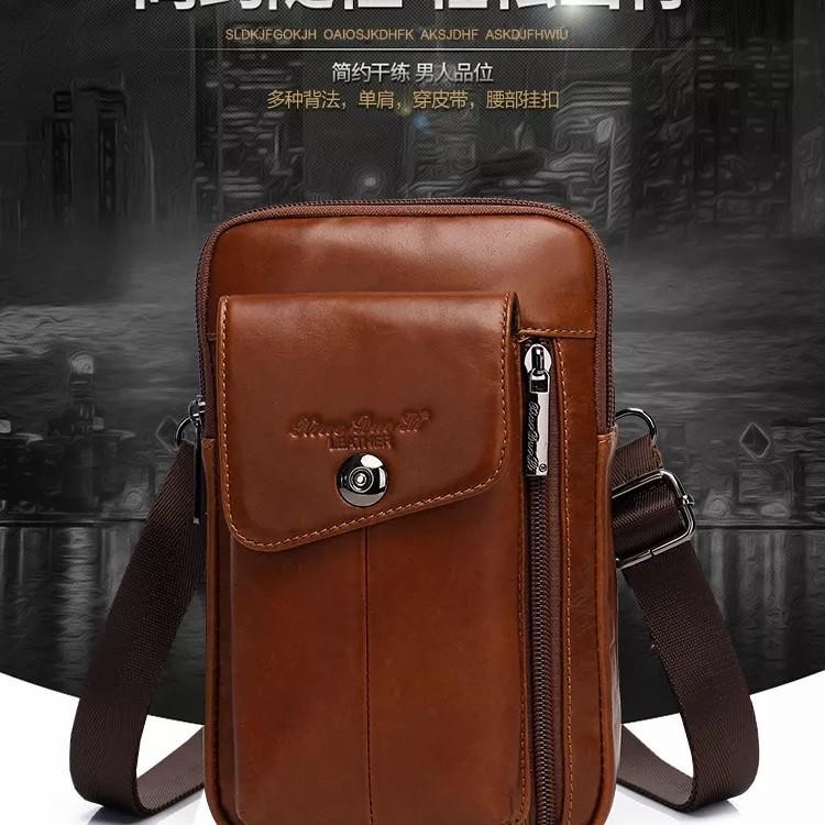 Tas selempang kulit pria branded import sling bag tas hp pinggang 1672 - TAS SELEMPANG CHEER SOUL