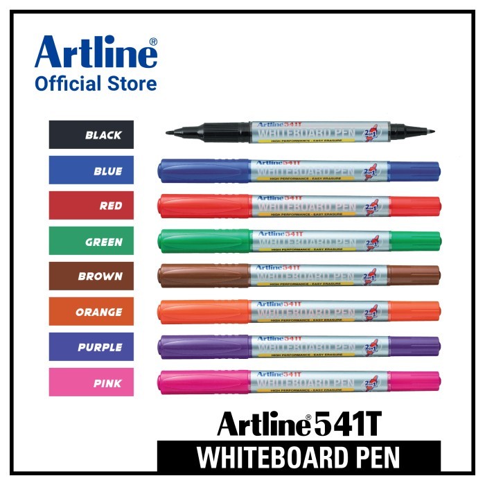 

PULPEN ARTLINE WHITEBOARD PEN EK-541T PAPAN TULIS 0.4 MM DUA KEPALA - Black