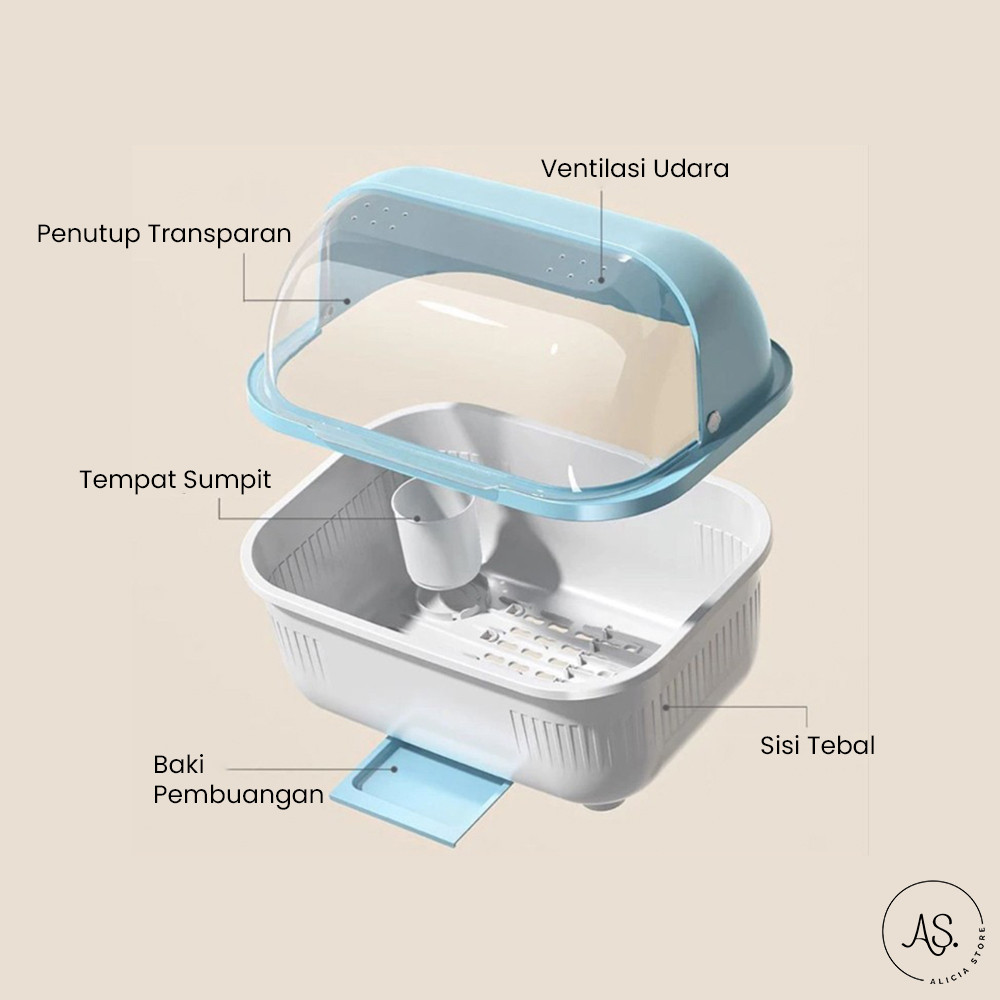 Cuci Gudang  As Rak Piring Tertutup Plastik Besar Rak Pengering Rak Piring Mangkok Sendok