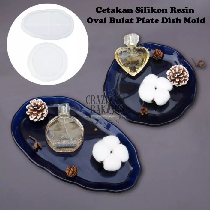 Cetakan Silikon Resin Oval Bulat Plate Dish Mold - Bulat