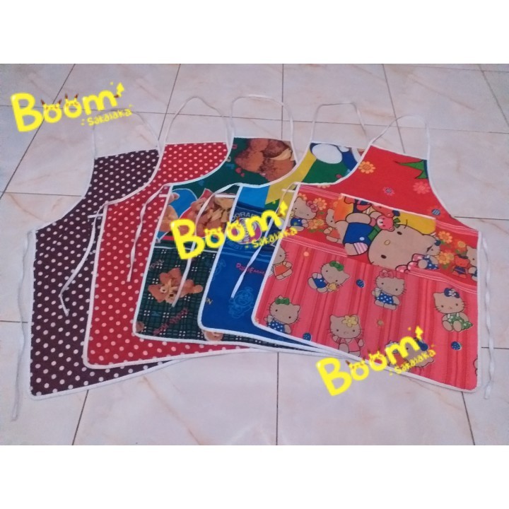 Celemek Masak Motif Karakter / Celemek Masak Motif Polkadot / Apron Masak/Apron/Celemek/Pelindung Me