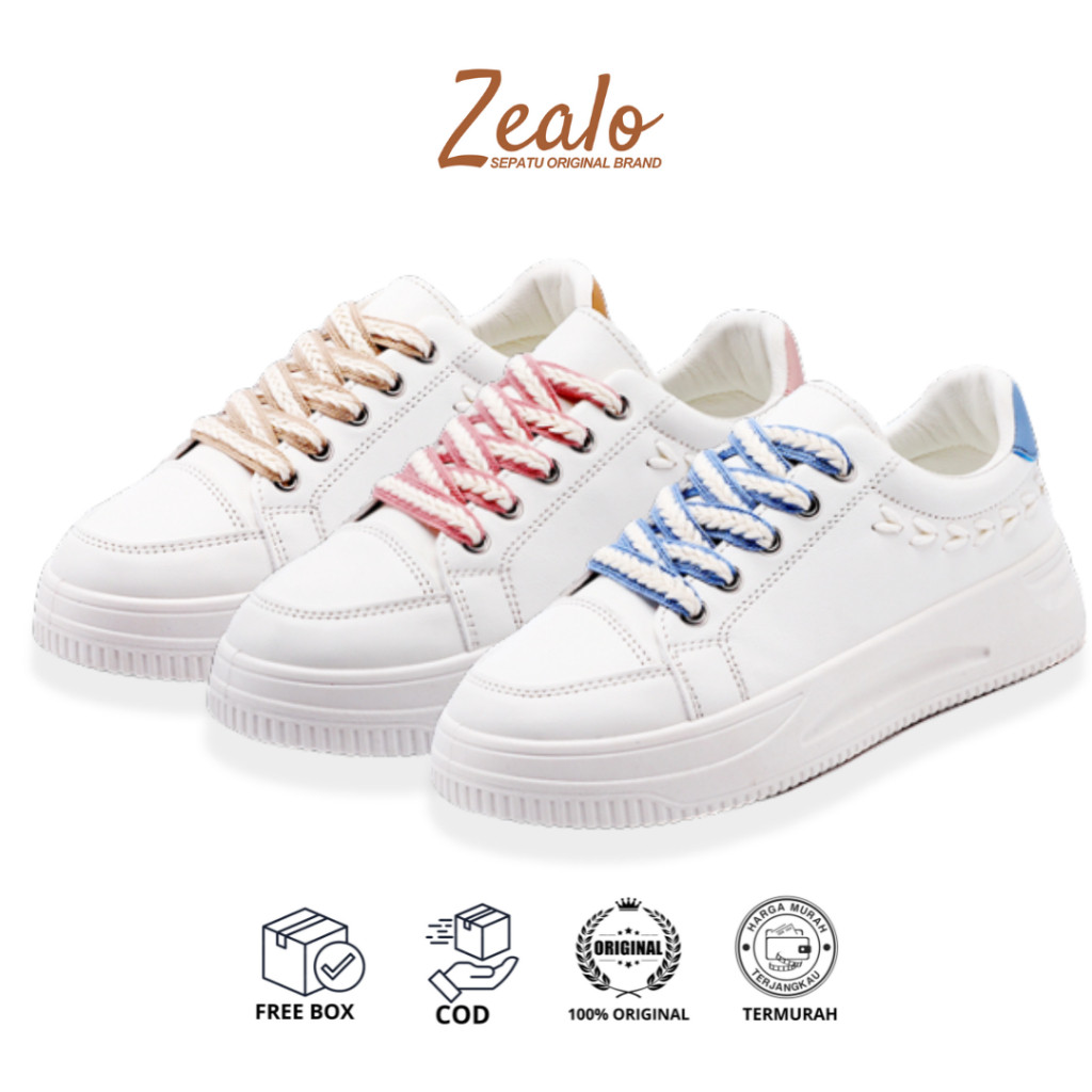 Zealo.Shoes 278 Sepatu Sneakers Wanita Kepang Putih Import