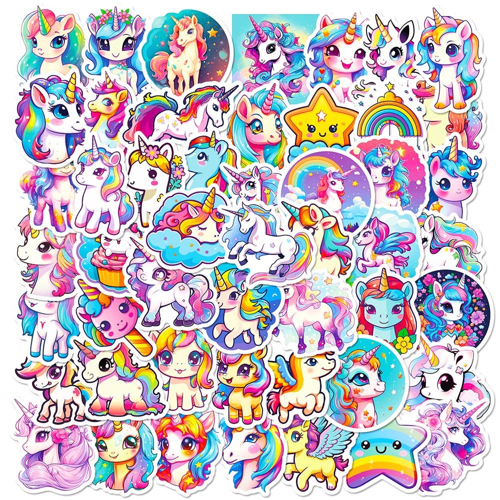

10/50pcs Cartoon Cute Rainbow Unicorn Stickers Pack for Kids Scrapbooking Laptop Travel Luggage Laptop Wall Car Decoration Decal