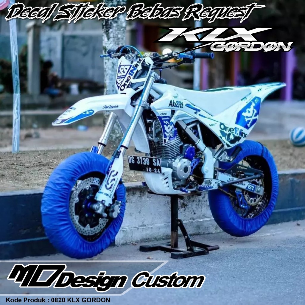 0820 (COD) Sticker Decal KLX GORDON FullBody Kombinasi Biru Candy Bebas Request Terbaru - Sticker Pr