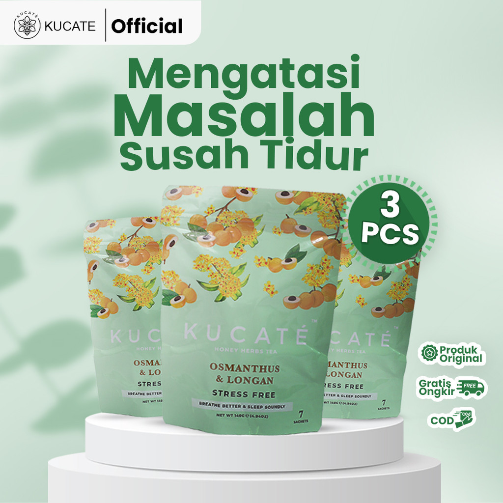 

Kucate PAKET 3 Pcs - Kucate Stress Free Mengatasi Masalah Susah Tidur Nyenyak isi 7 Sachet