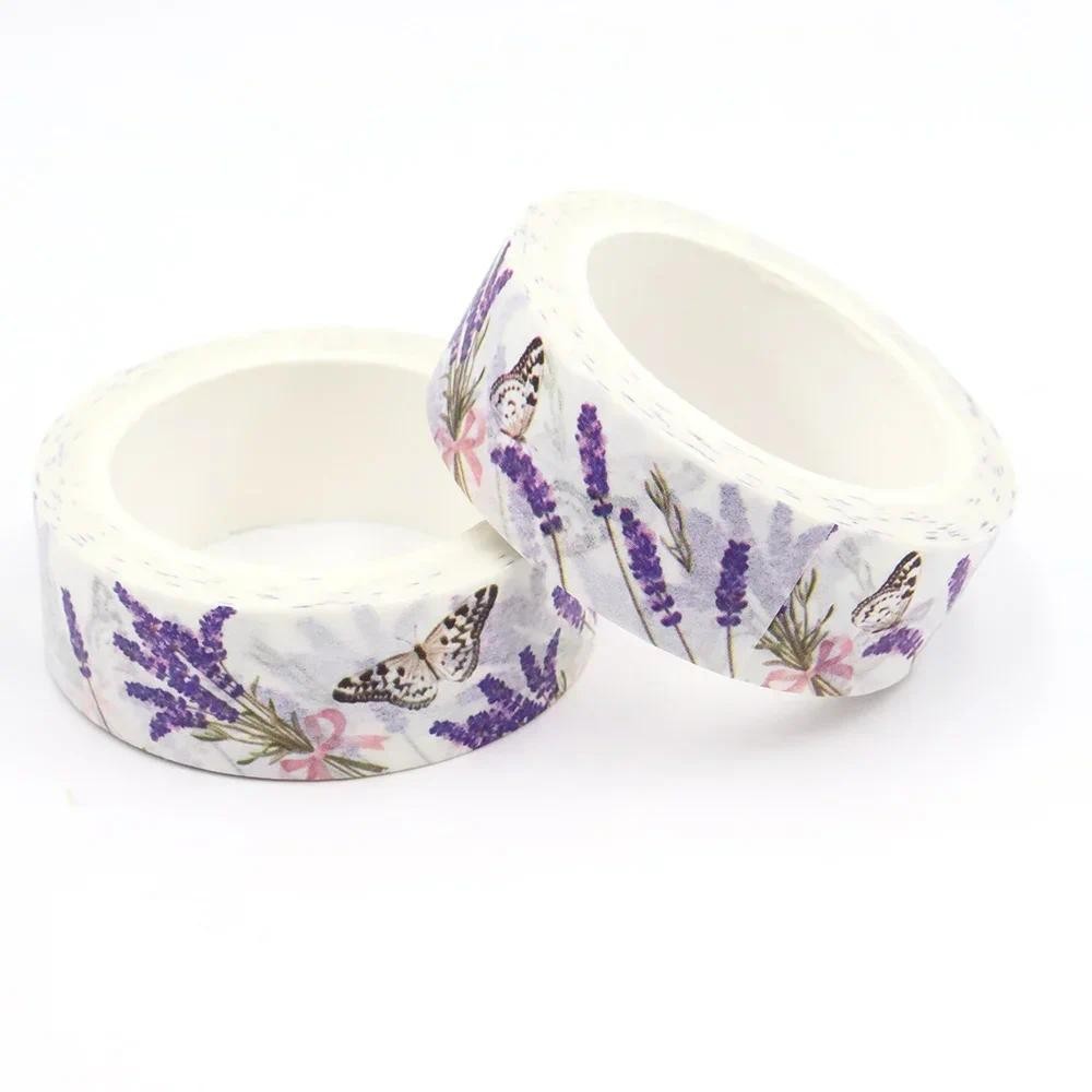 

NEW 1PC 15mm x 10m Lavender Floral Butterful Tape Masking Adhesive office supplies scrapbooking stationary Washi Tapes