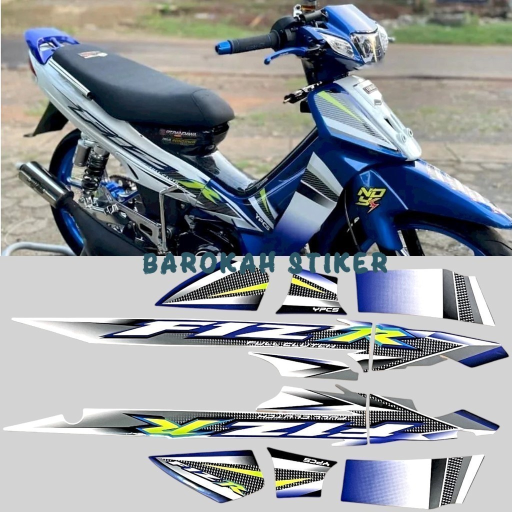 Striping stiker polet list motor Yamaha fizr fiz r f1 zr 2004 biru putih variasi stiker Fullset