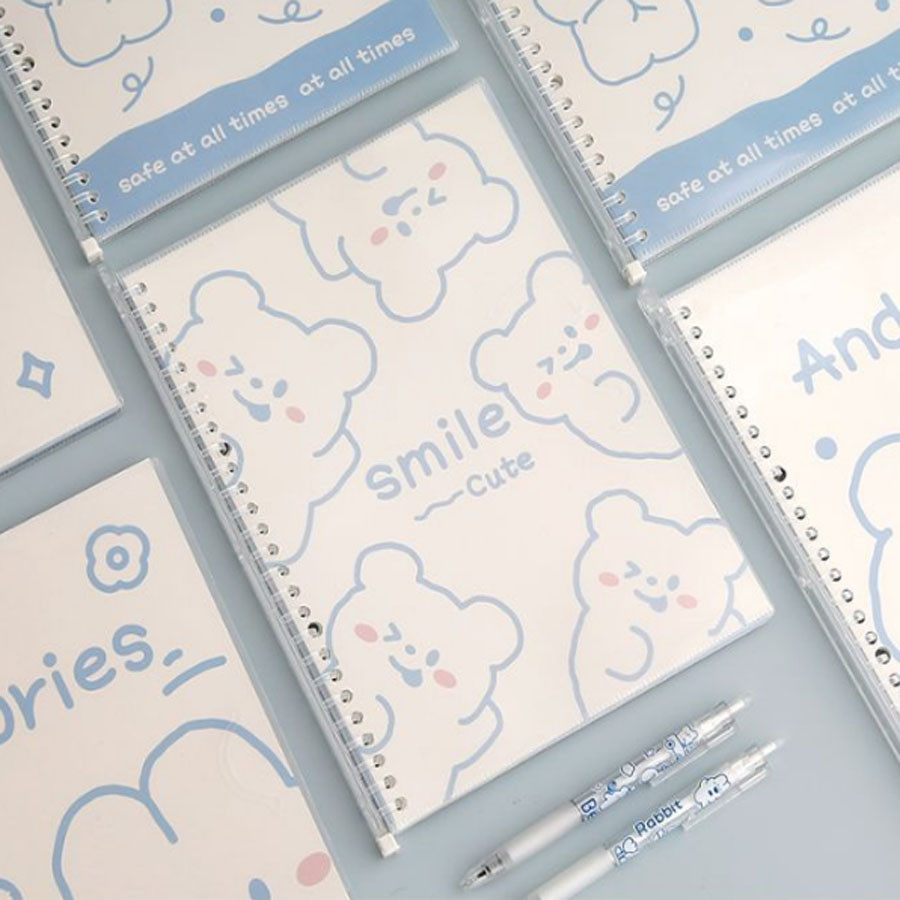 

B5 student loose leaf cute notebook with soft edges and transparent horizontal lines, 30 pages notebook
