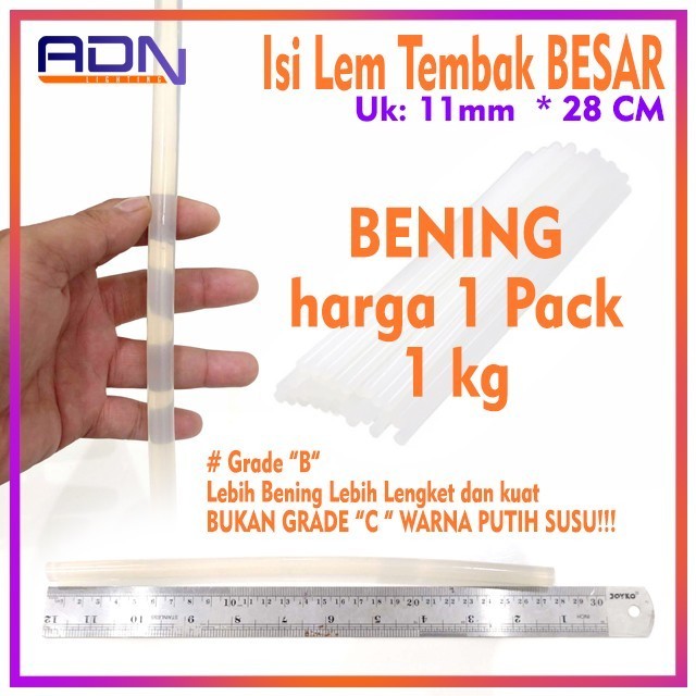 

1 kg Isi Refill Lem Tembak Bakar Glue Gun Stick Bening Besar 28cm 11mm