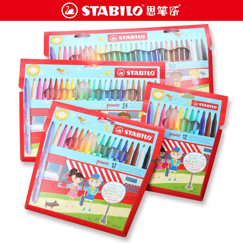 

German Stabilo Watercolor Pen Set 280 Washable Mark Pen 12/18/24/30 Color Painting Set Kawaii School Art Supplies