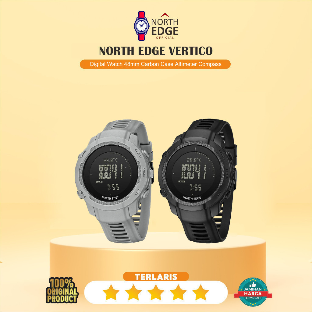 NORTH EDGE VERTICO Digital Watch 48mm Carbon Case Altimeter Compass