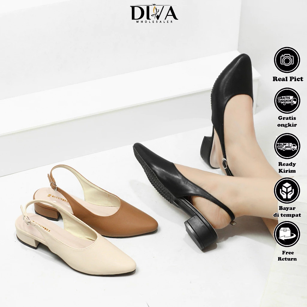 Sandal Wanita Kekinian Heels Mules Tali Belakang Hak 3cm Termurah DN 13