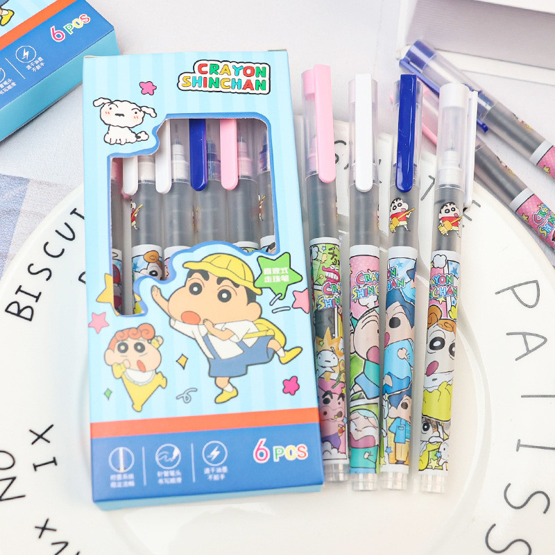 

BEST CUTE AND KAWAII JAPANESE CARTOON WATER INK FOR DAILY / PULPEN 1SET ISI 6PCS MOTIF SHINCHAN KARTUN JEPANG / PULPEN AIR SHINCHAN EDITION / FOUNTAIN PEN