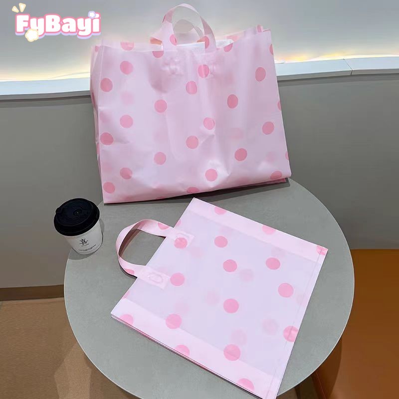 

fybayi Toko Pakaian Tas Matte Plastik Grosir Tas Kemasan Hadiah Polka Dot Tebal Tas Tote Toko Pakaian Anak Kustom