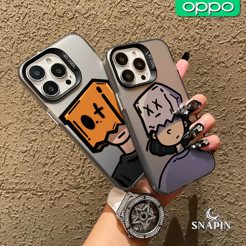 Lucu Kantong-Kertas Glossy Hologram Couple Case OPPO A18 A16 A3x A3s A15 A60 A5S A17 A54 A57 A53 A12