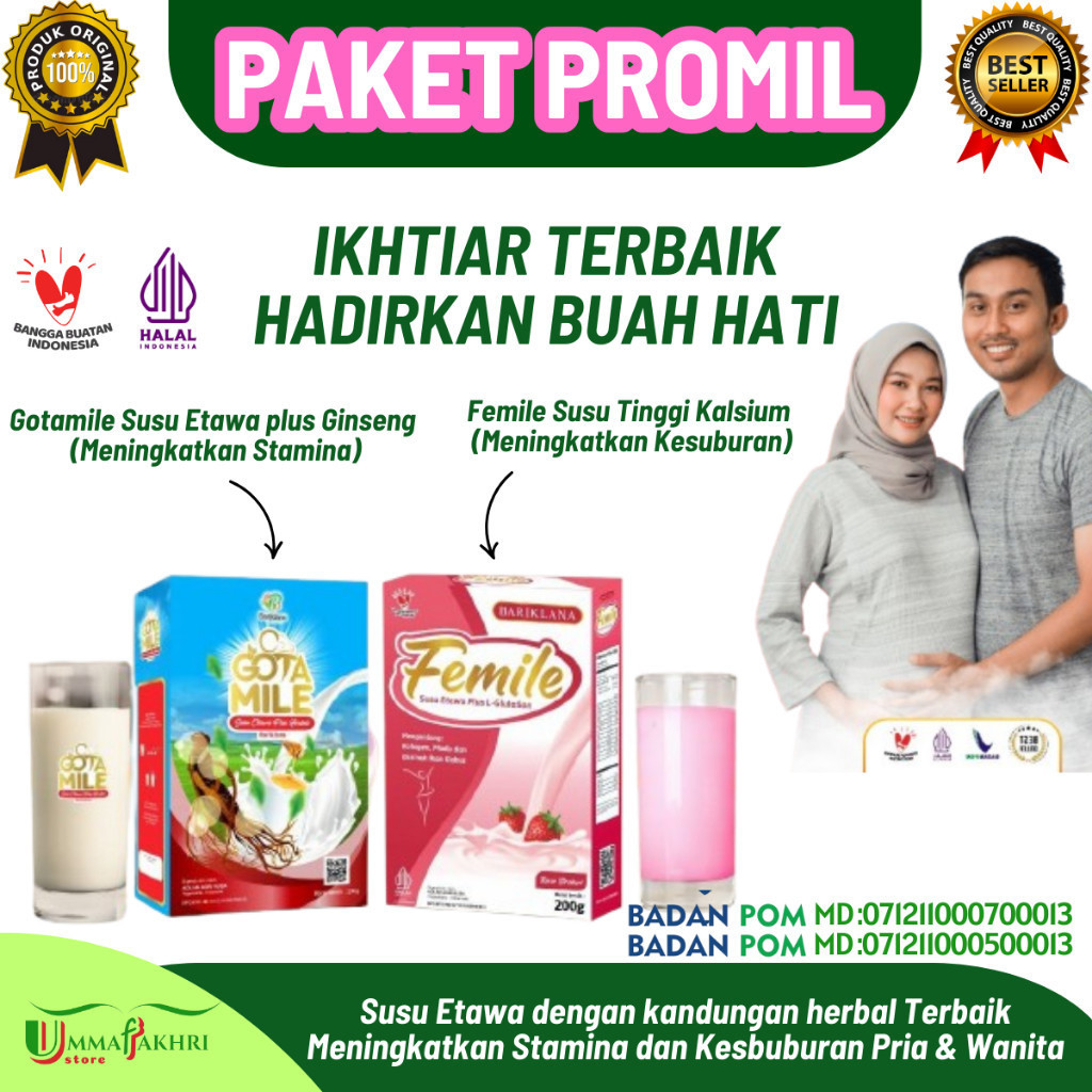 

FEMILLE DAN GOTAMILE Susu Etawa Promil kesuburan Pria dan Wanita 200g Enak dan Sehat