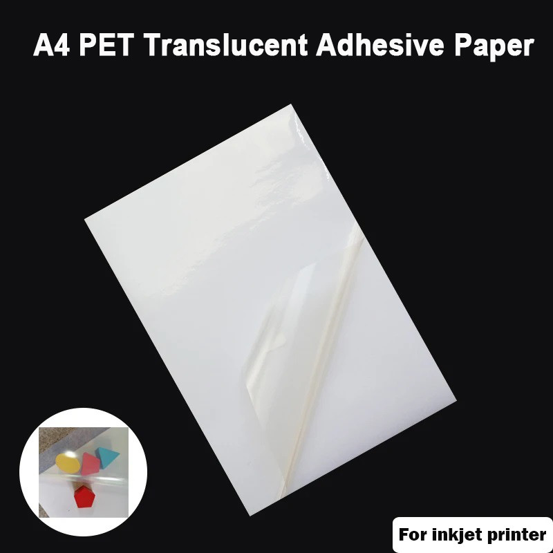 

10sheets A4 PET Transparent Adhesive Sticker Paper For Inkjet Printer Waterproof Scratchproof Tear-off Resistant Translucent