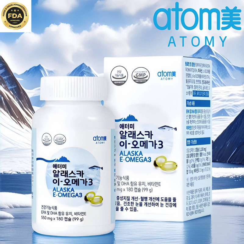 Atomy Alaska E-Omega 3 Minyak Ikan Vitamin E 180 Kapsul (Jantung, Otak, Imun) CO811