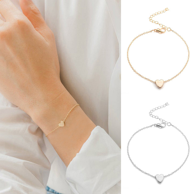 Gelang Hati Persik Modis Berlapis Emas Gelang Wanita Berbentuk Hati Korea