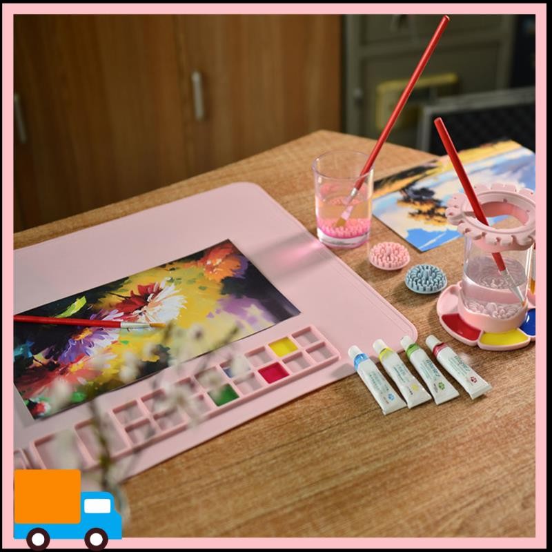 

Washable Silicone Craft Graffiti Painting Mat DIY Silicone Painting Scrubbable Pigment Palette Painting Pad Blue 40 X 50Cm