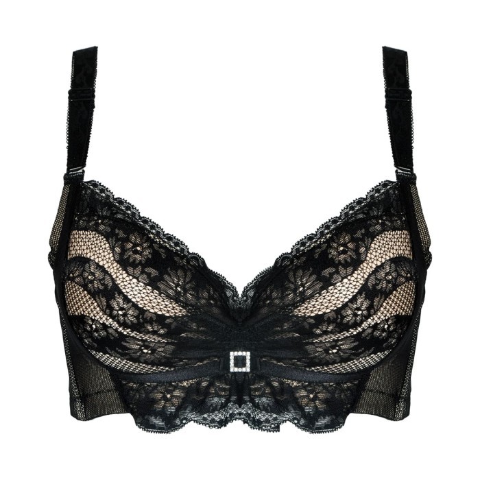 CYNTHIA Bra 3/4 Cup Busa Tebal Tiller Kait 3 Ada Kawat - Hitam - Hitam, 36B