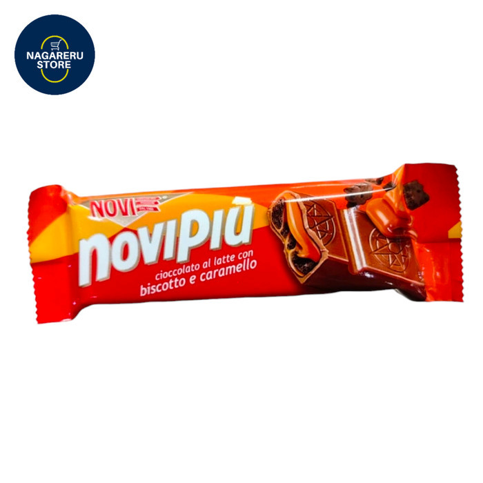 

Novi novipiu milk chocolate with caramel and biscuit (coklat susu dengan karamel dan biskuit) 28 gr
