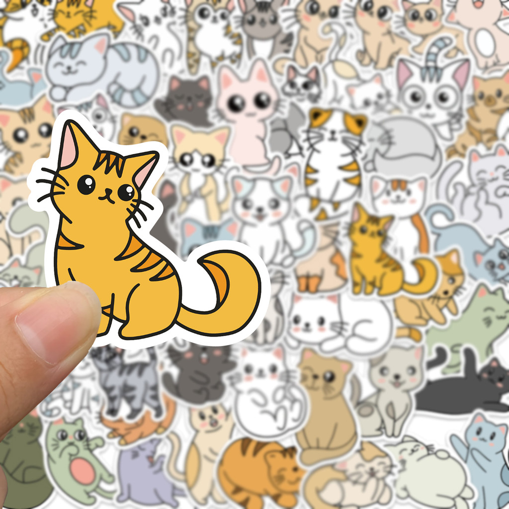 

60pcs Cartoon Animal Cats Stickers DIY Waterproof Laptop Phone Skateboard Fridge Guitar Luggage Kids Sticker Decals Toy