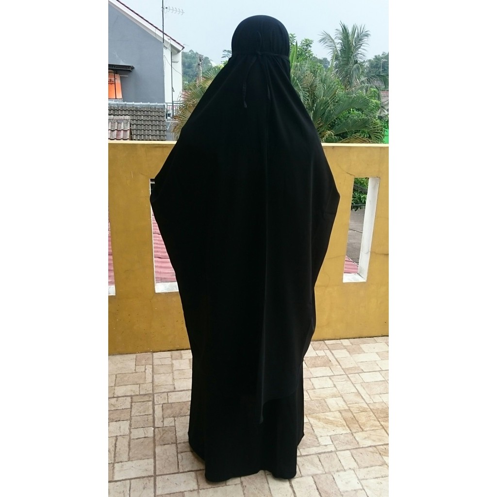 gamis set cadar bahan jet Black Halus