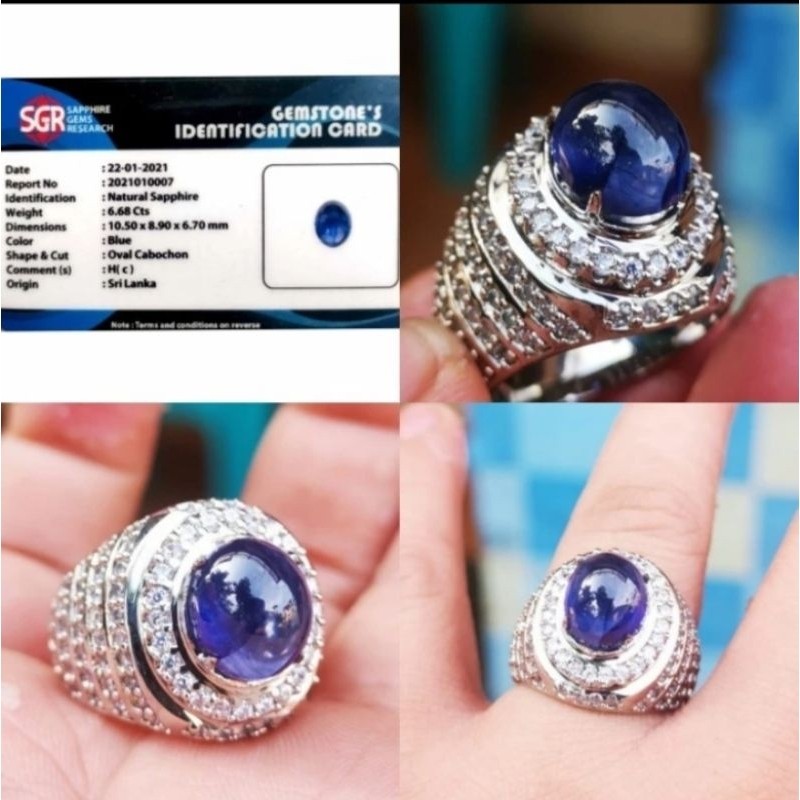 BATU PERMATA BLUE SAPPHIRE OVAL CABOCHON+MEMO
